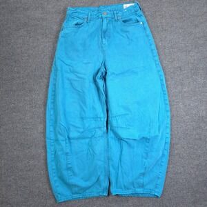GAP Jeans Womens 29 8R Cyan Blue Horseshoe High Rise Ultrasoft Barrel Fit Denim